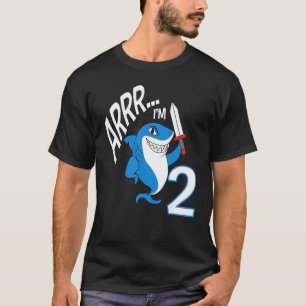 Arrr I'm 2 Shark Birthday Themed Bday Party Celebr T-Shirt