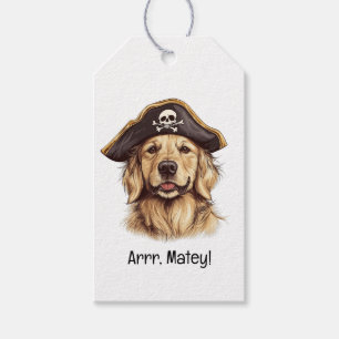 Arrr Matey Pirate Golden Retriever Dog Skull Gift Tags
