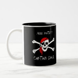 ARRR Matey Pirate Skull Crossbone Two-Tone Coffee Mug