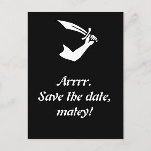 Arrr! Pirate Flag Black Save The Date Cards