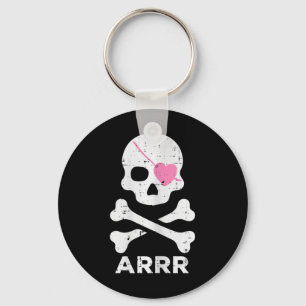 Arrr Pirate Heart Eyepatch Halloween Women Toddler Key Ring