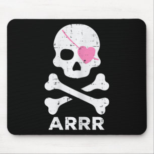 Arrr Pirate Heart Eyepatch Halloween Women Toddler Mouse Mat