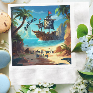 Arrr-some Pirate Island Ship Birthday Paper Napkin