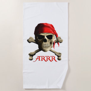 ARRR Talk Like A Pirate Jolly Roger Beach Towel