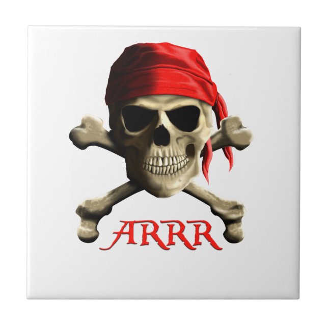 ARRR Talk Like A Pirate Jolly Roger Tile (Front)