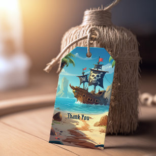 Arrr-thank-ye! Pirate Paradise Island Birthday Gift Tags