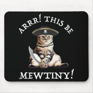 Arrr! This Be Mewtiny! Pirate Cat Mouse Mat