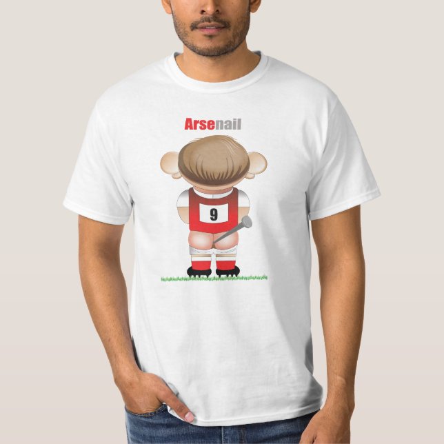 ArseNail (Arsenal) Funny Football Cartoon T-Shirt (Front)