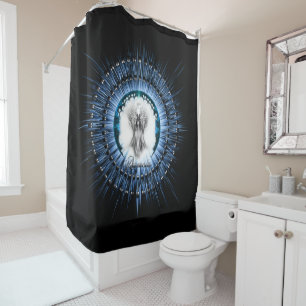 Arsencia Ethereal Silver Light Fractal Art Shower Curtain