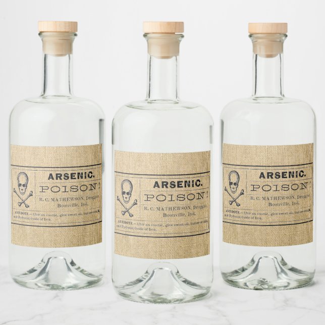 Arsenic on Burlap Liquor Bottle Labels (Bottles)