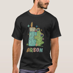 Arson Green Frog And Lighter Animal Lover  T-Shirt