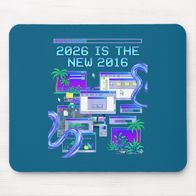 Art 2016 Vaporwave Pixel Computer Aesthetic Mouse Mat (Front)