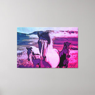 *~* Art 3 Horses - Mustangs Mountains Equine AR22 Canvas Print