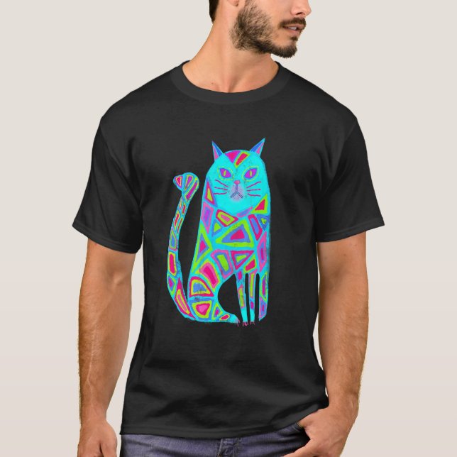 Art Abstract Cat T-Shirt (Front)