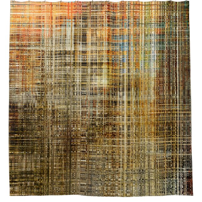 Art abstract colourful geometric intersection back shower curtain (Front)