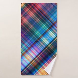 art abstract geometric diagonal pattern rainbow ba bath towel