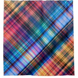 art abstract geometric diagonal pattern rainbow ba shower curtain