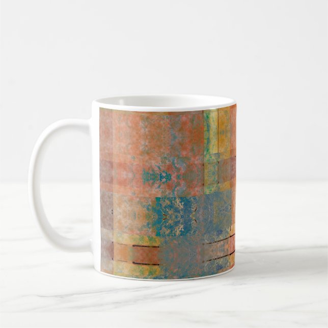 art abstract geometric horizontal stripes pattern  coffee mug (Left)