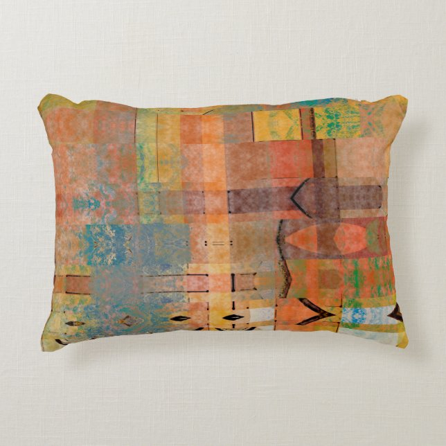 art abstract geometric horizontal stripes pattern  decorative cushion (Front)