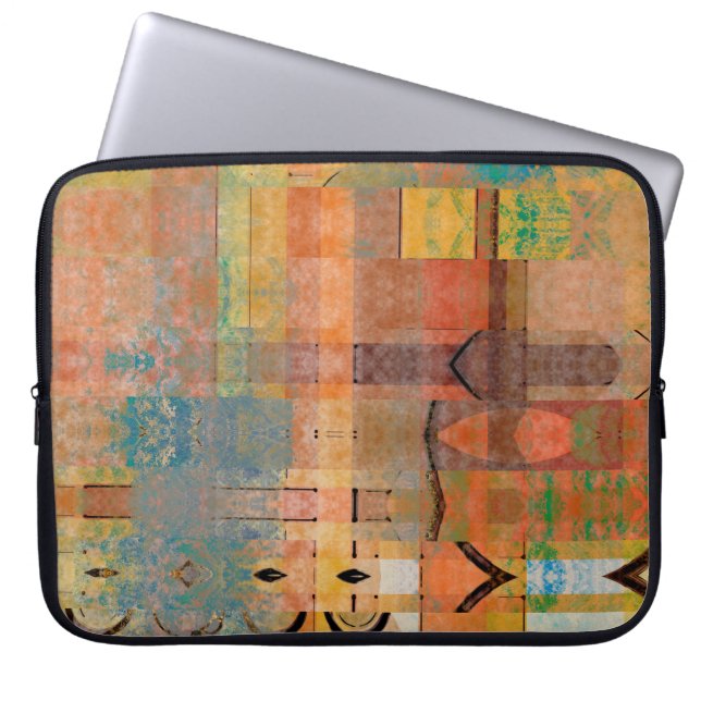 art abstract geometric horizontal stripes pattern  laptop sleeve (Front)