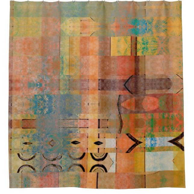 art abstract geometric horizontal stripes pattern  shower curtain (Front)