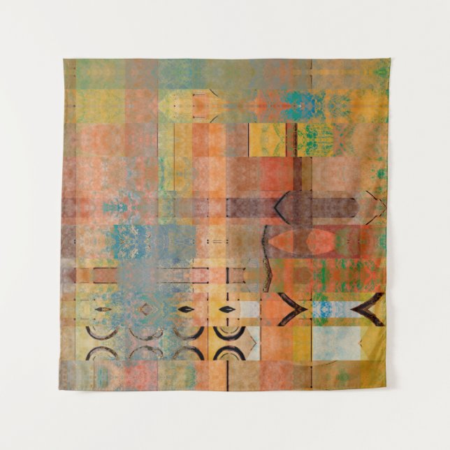 art abstract geometric horizontal stripes pattern  tapestry (Front)