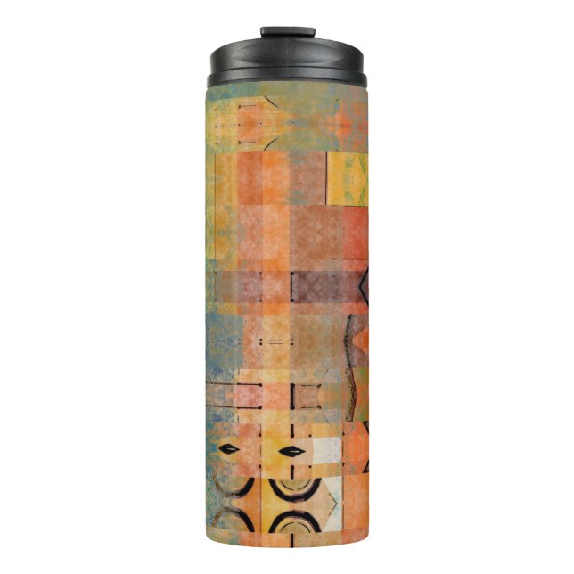 art abstract geometric horizontal stripes pattern  thermal tumbler (Front)