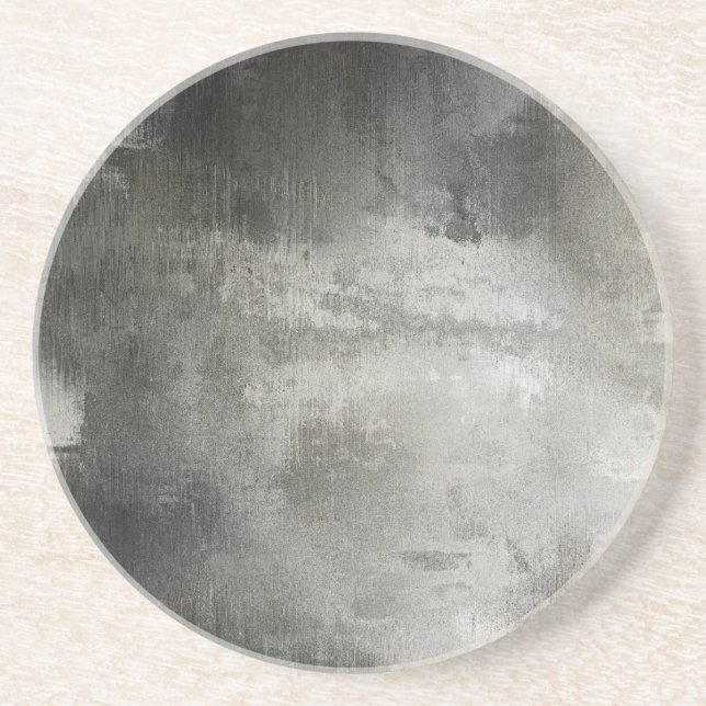 art abstract grunge black and white textured coaster (Front)