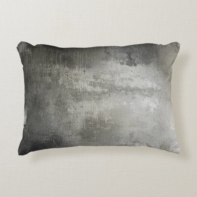art abstract grunge black and white textured decorative cushion (Front)