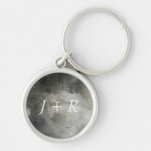 art abstract grunge black and white textured key ring