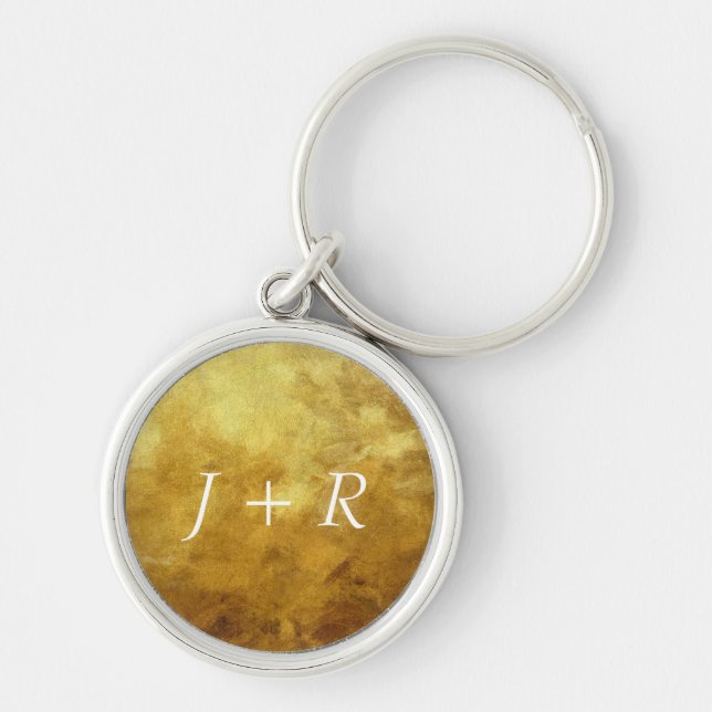 art abstract painted background in golden colour key ring (Front)