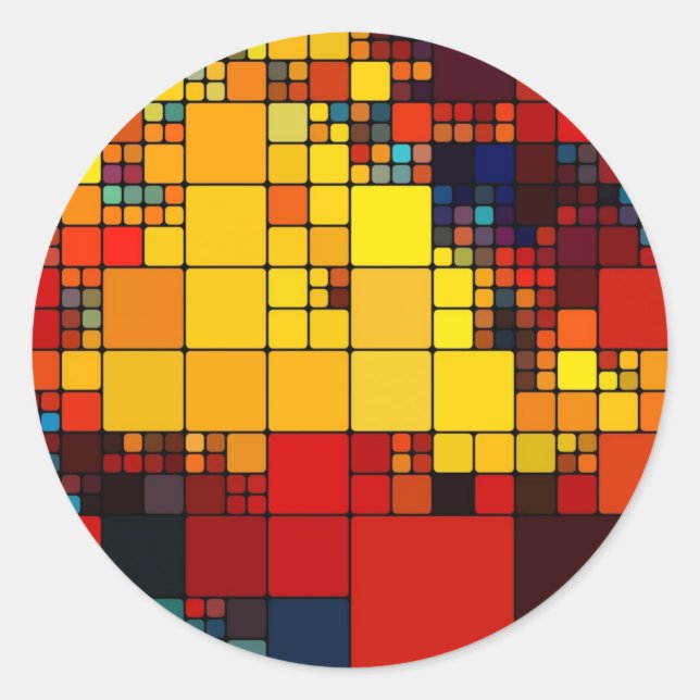 Art abstract vibrant rainbow geometric pattern classic round sticker (Front)