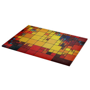 Art abstract vibrant rainbow geometric pattern cutting board