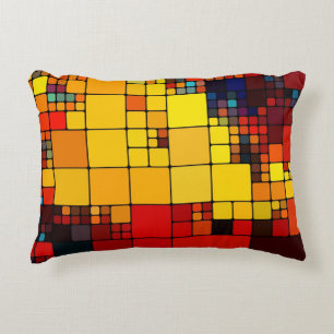 Art abstract vibrant rainbow geometric pattern decorative cushion