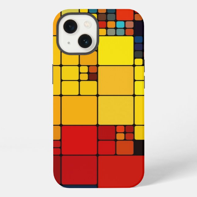 Art abstract vibrant rainbow geometric pattern iPhone case (Back)