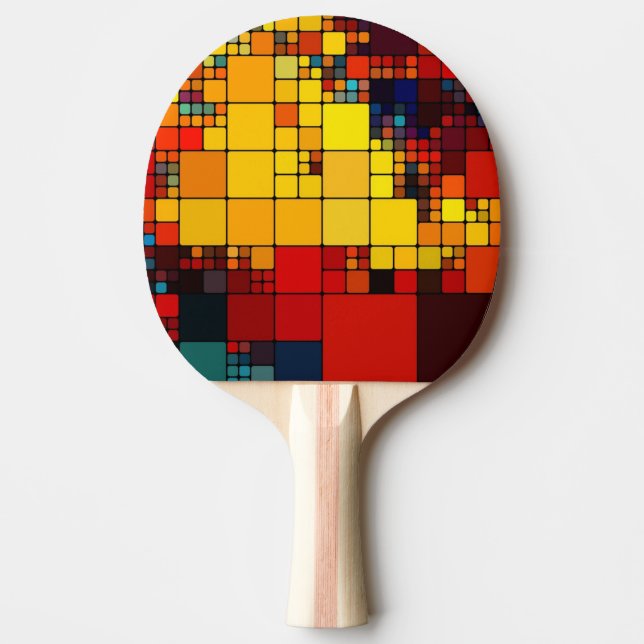 Art abstract vibrant rainbow geometric pattern ping pong paddle (Front)