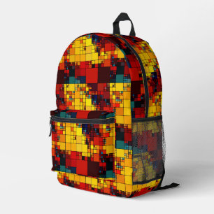 Art abstract vibrant rainbow geometric pattern printed backpack