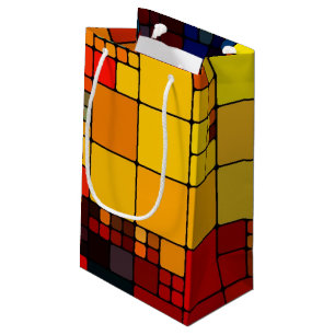 Art abstract vibrant rainbow geometric pattern small gift bag