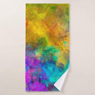 art abstract vibrant rainbow painted background wi bath towel