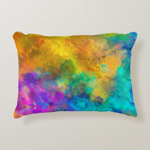 art abstract vibrant rainbow painted background wi decorative cushion