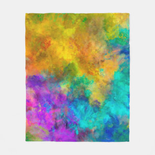 art abstract vibrant rainbow painted background wi fleece blanket