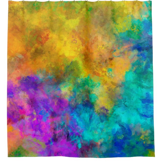 art abstract vibrant rainbow painted background wi shower curtain (Front)