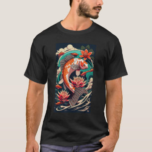Art Aesthetic Koi Fish Graphic Samurai Japanese T-Shirt
