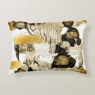 Art and Gold. Trendy color with golden paint and s Decorative Cushion