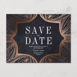 Art Art Nouveau  faux gold Wedding SAVE THE DATE Postcard