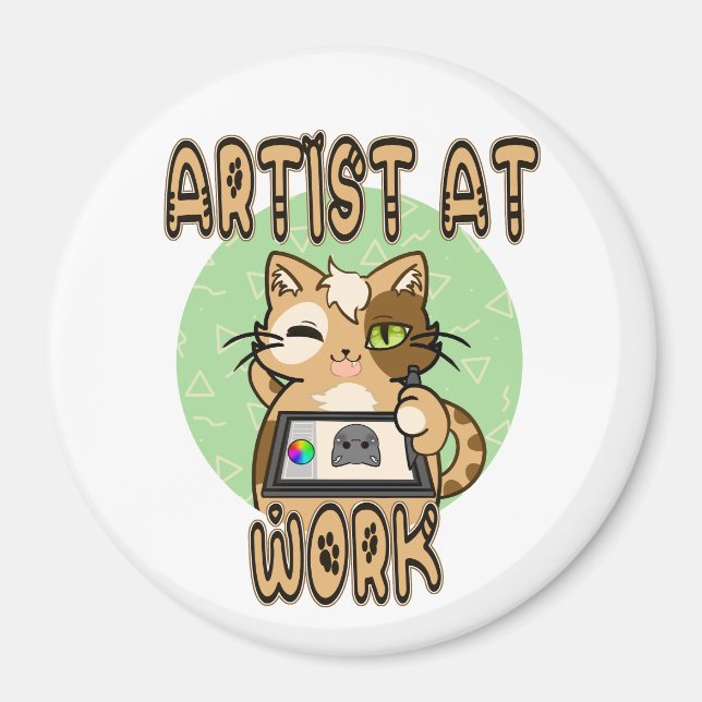 Art at work cute cat design magnet (Front)