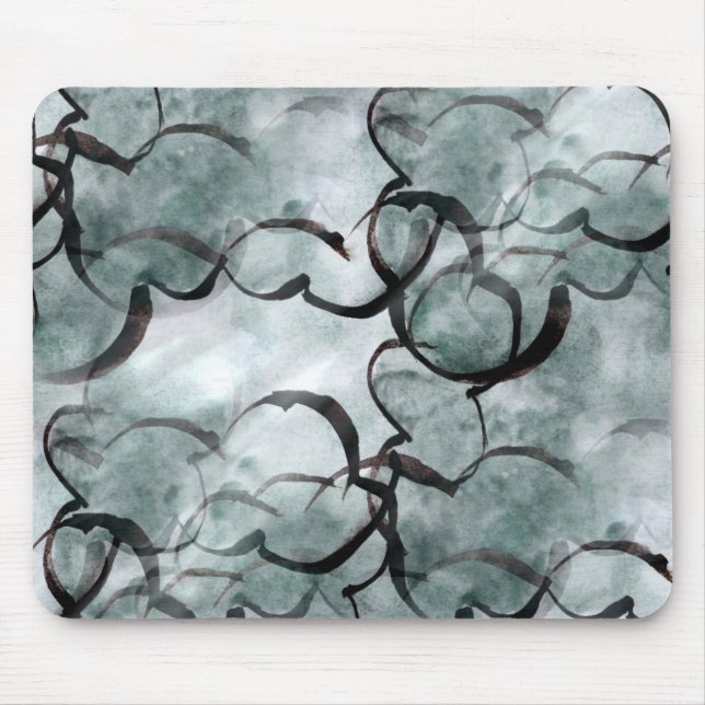 art avant-garde grey, black hand paint mouse mat (Front)