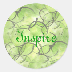 art avant-garde hand paint background green classic round sticker