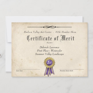 ART AWARD CERTIFICATE FOR SHOWS