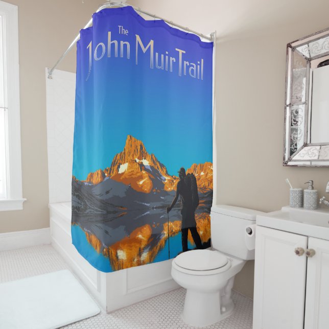 Art - Banner Peak - John Muir Trail Text Shower Curtain (In Situ)